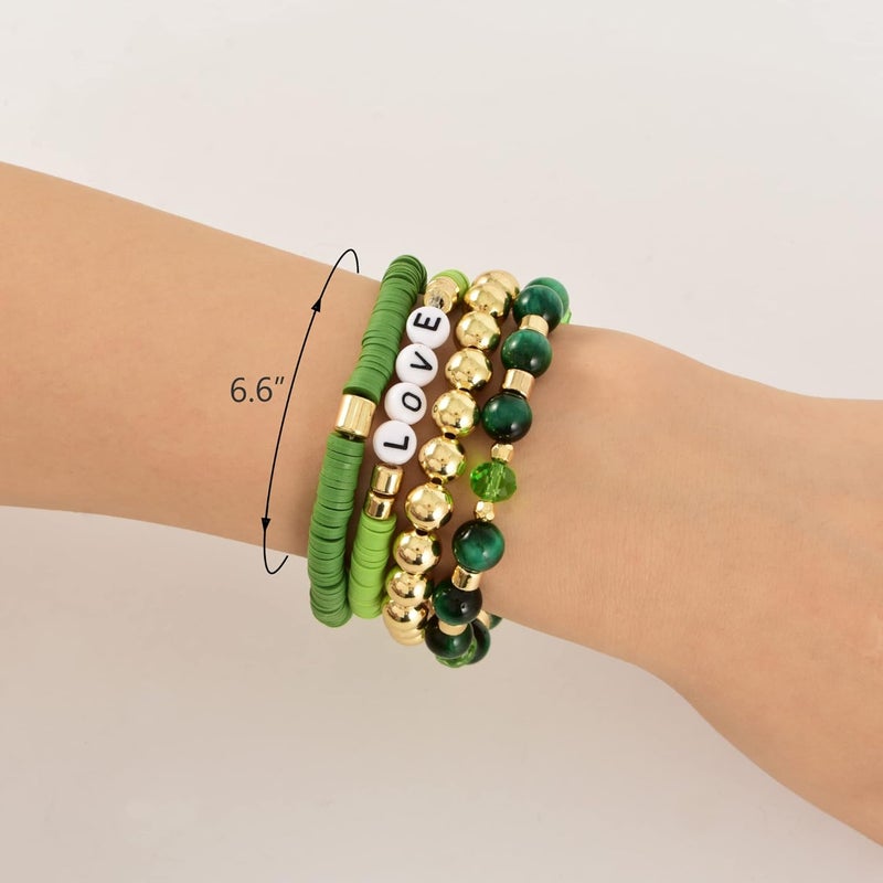 Aigrnc Boho Beaded Stretch Bracelets For Women Stackable Crystal Gold Plated Beaded Bracelets Set Trendy Handmade Friendship Braeclet Jewelry Gifts - Image 3